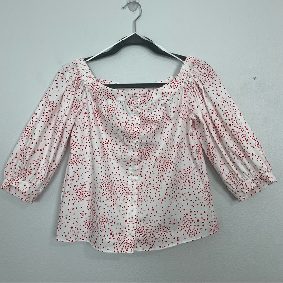 H&M Off Shoulder Button Down Crop Top | Size 2 - Picture 1 of 14